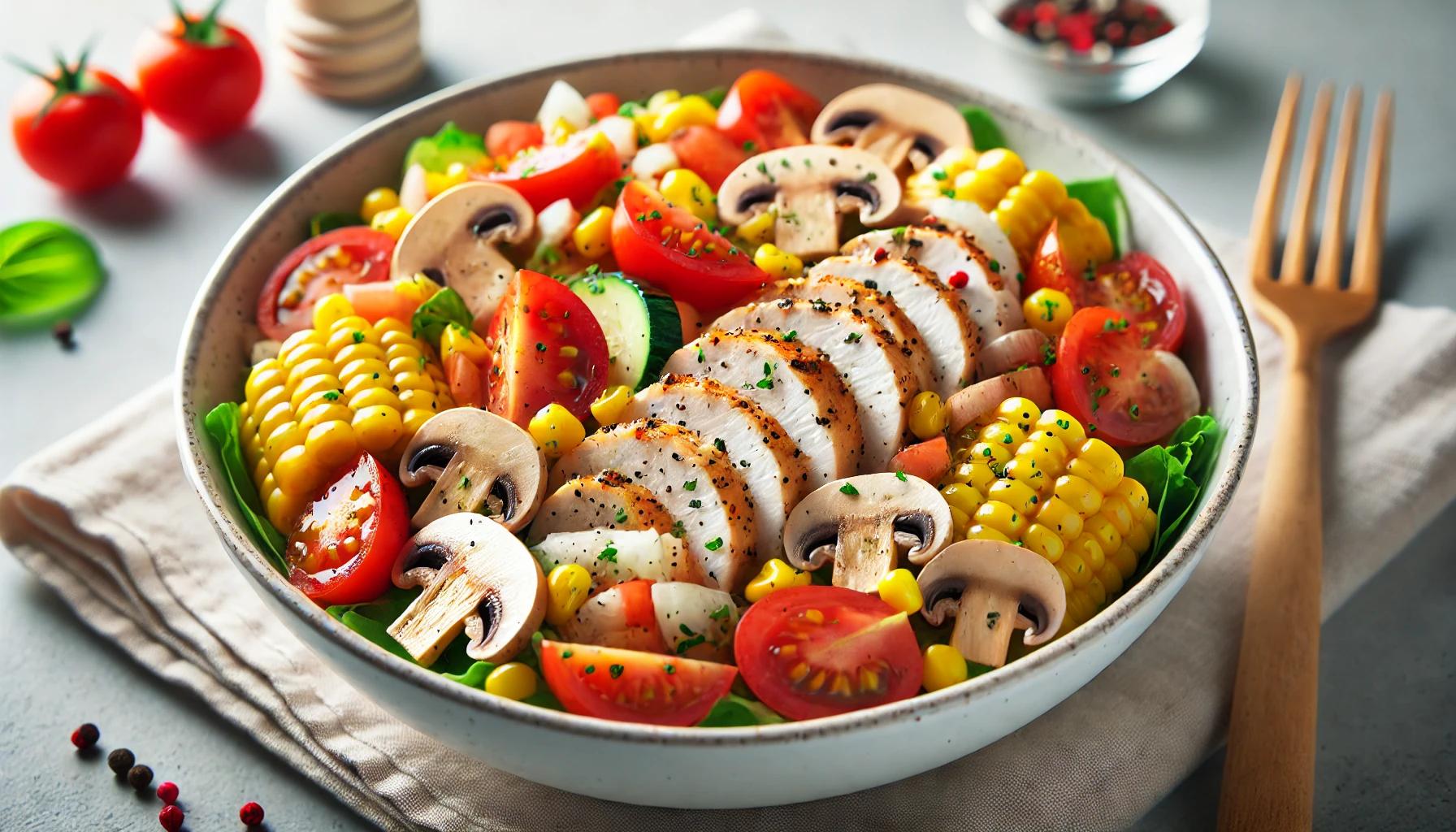 Salad gà ngô nấm